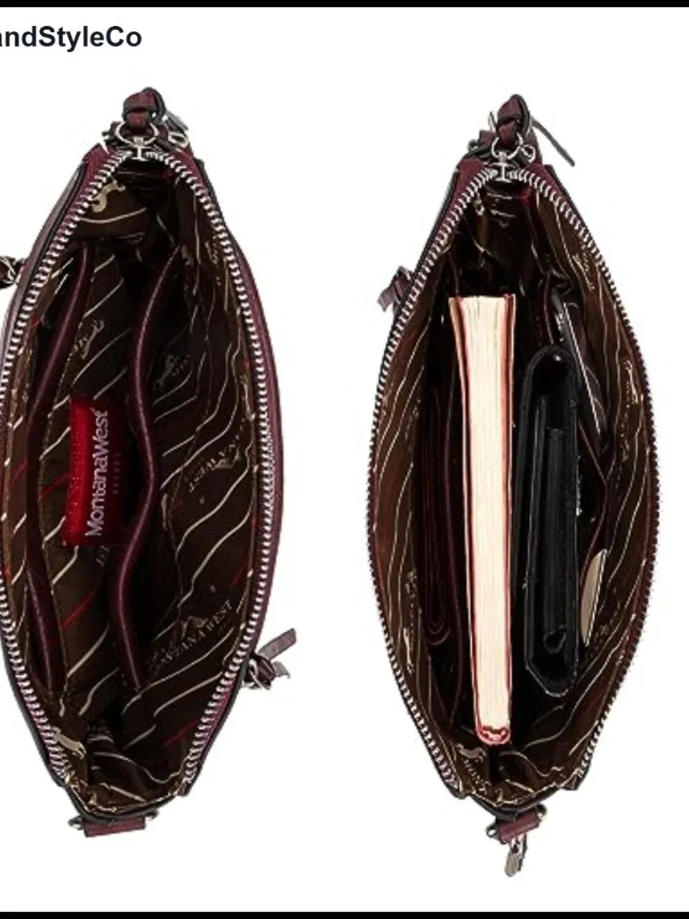 Faux Leather Multi Pocket Crossbody Bag With Guitar Strap Purse